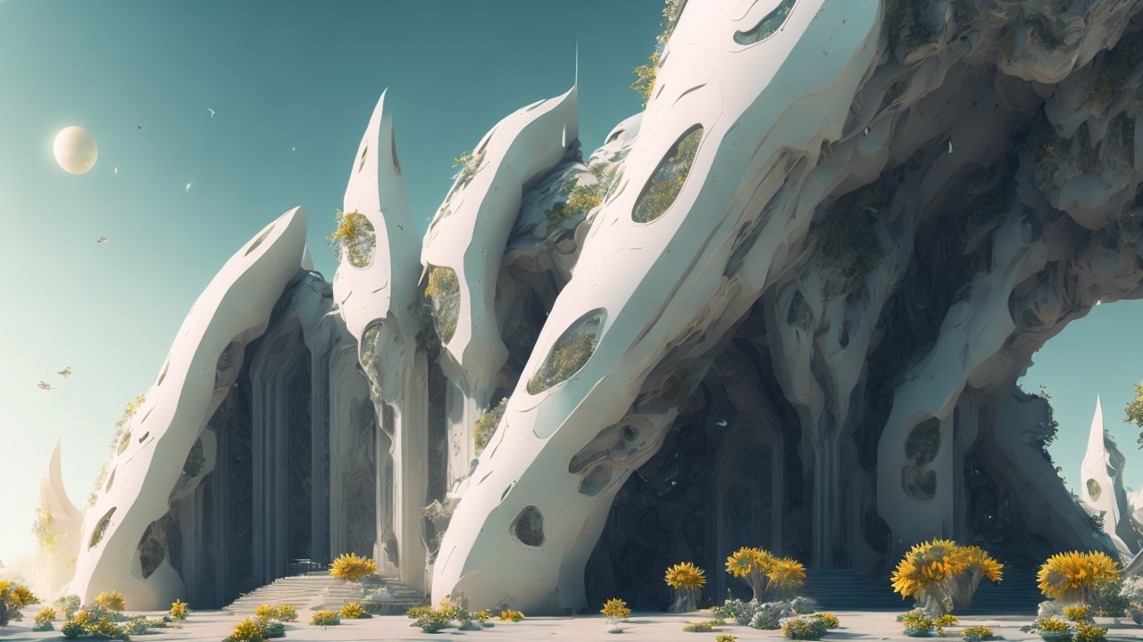 Futuristic Architecture with Organic White Surfaces
