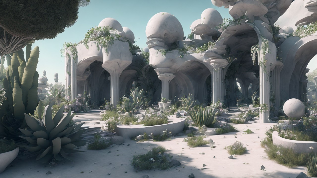 Surreal Landscape with Abandoned Curvilinear Structure
