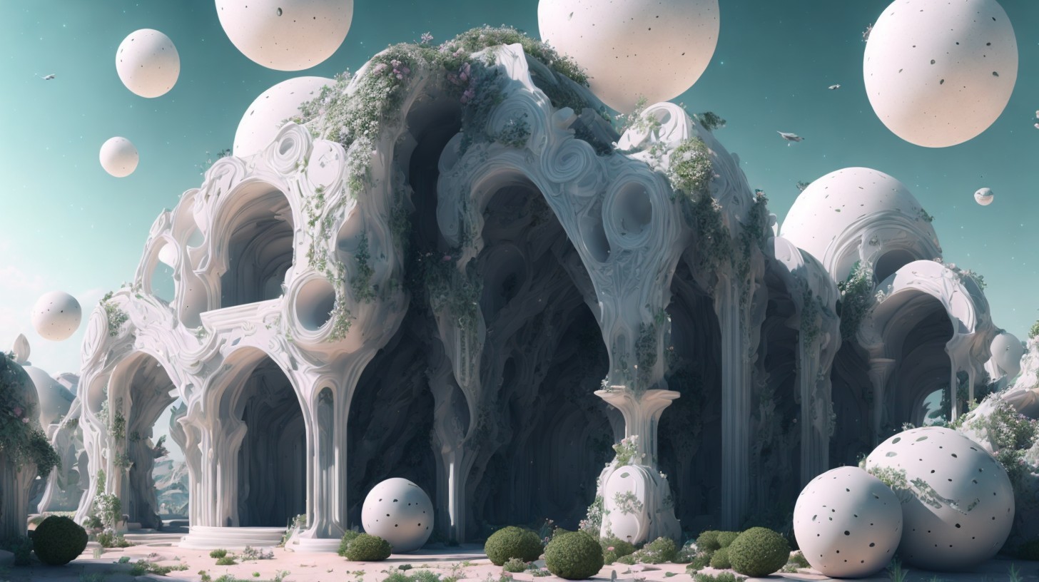 Surreal Landscape with Organic Sculptural Structure