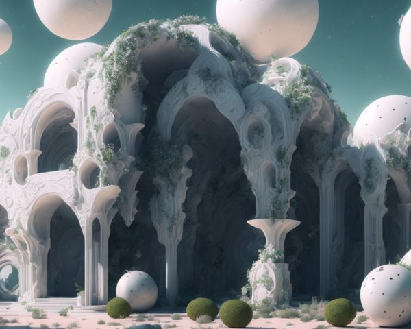 Surreal Architectural Structure with Organic Forms