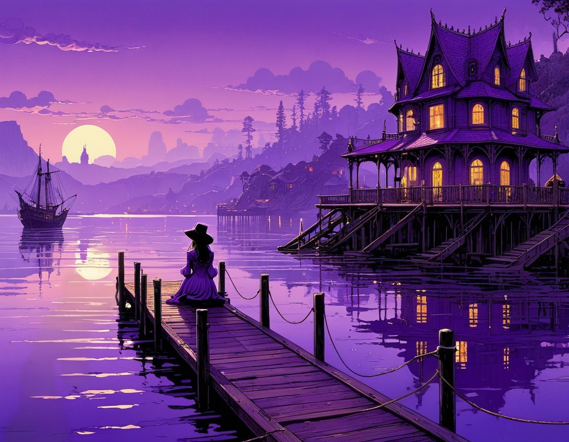 Twilight Scene of a House by Water with Serene Atmosphere