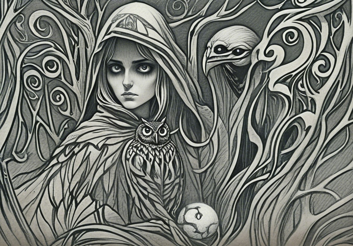 Mystical Scene with Young Woman and Enigmatic Elements