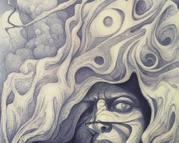 Surreal Artwork of Human Face in Organic Structure