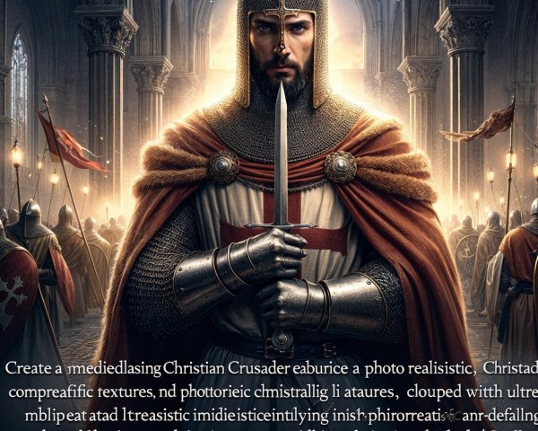 Medieval Crusader in Cathedral with Ornate Armor