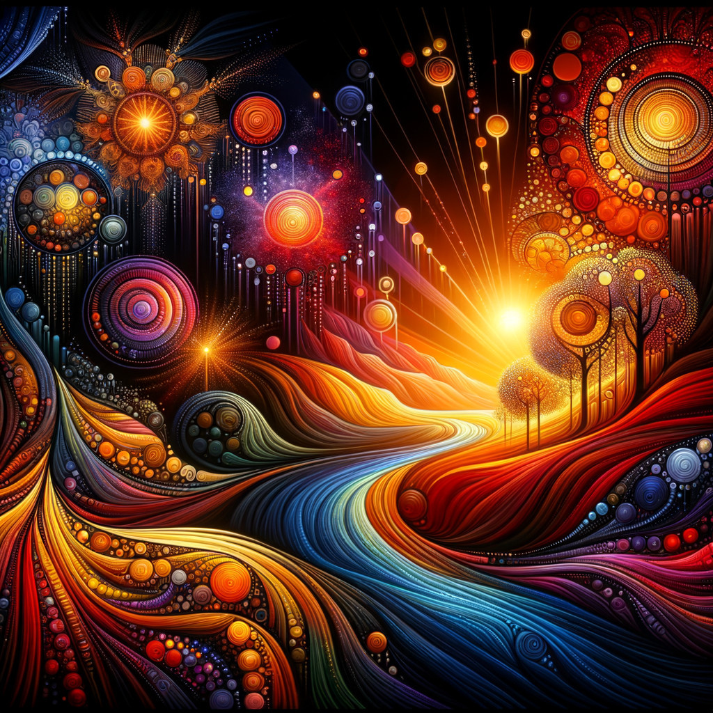 Vibrant Abstract Landscape with Colorful Patterns