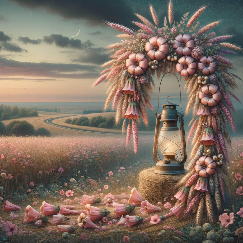 Serene Landscape with Archway and Twilight Hills