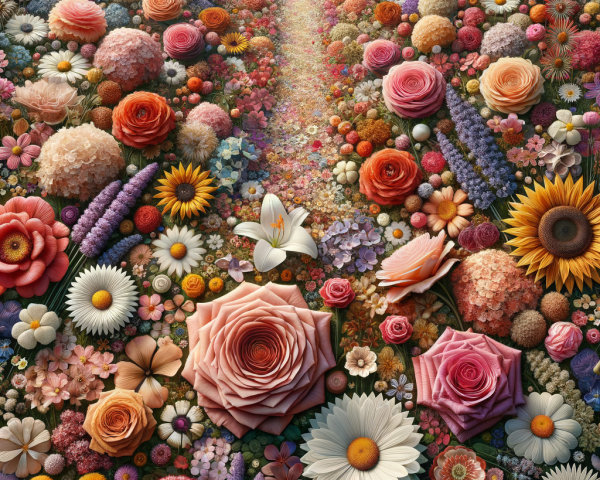 Vibrant Landscape of Colorful Flowers and Pathway