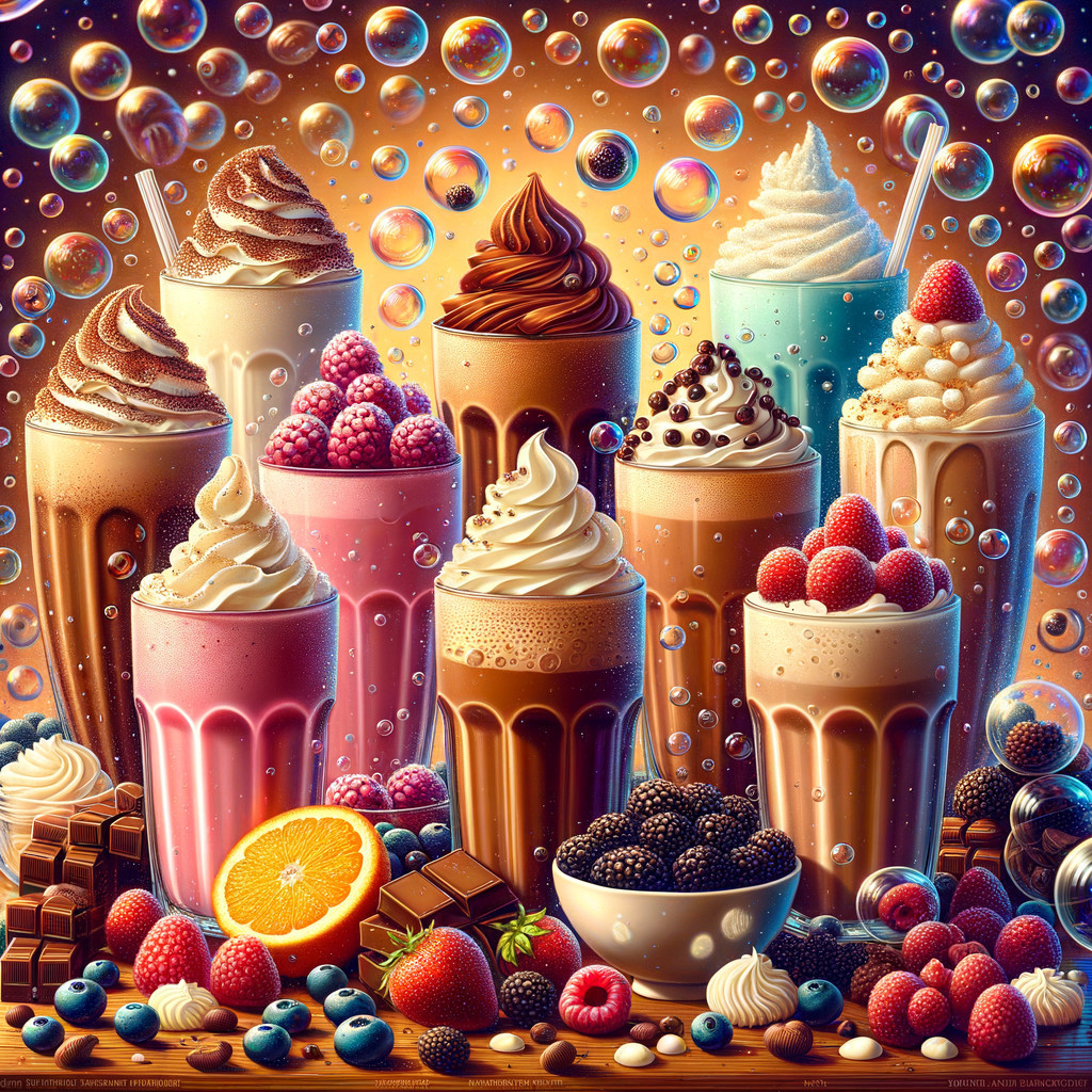 Colorful Milkshakes and Ice Cream Dessert Display
