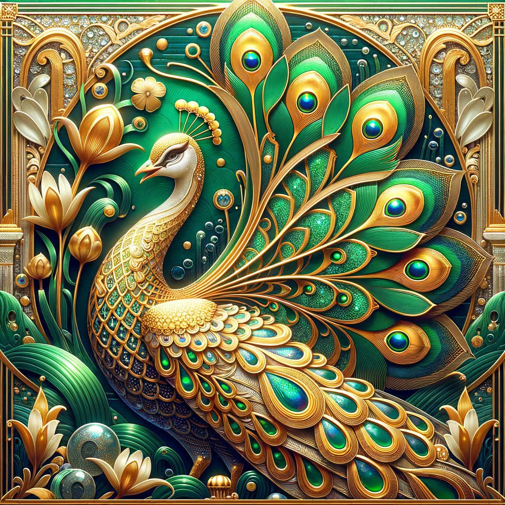 Vibrant Peacock Artwork with Iridescent Feathers