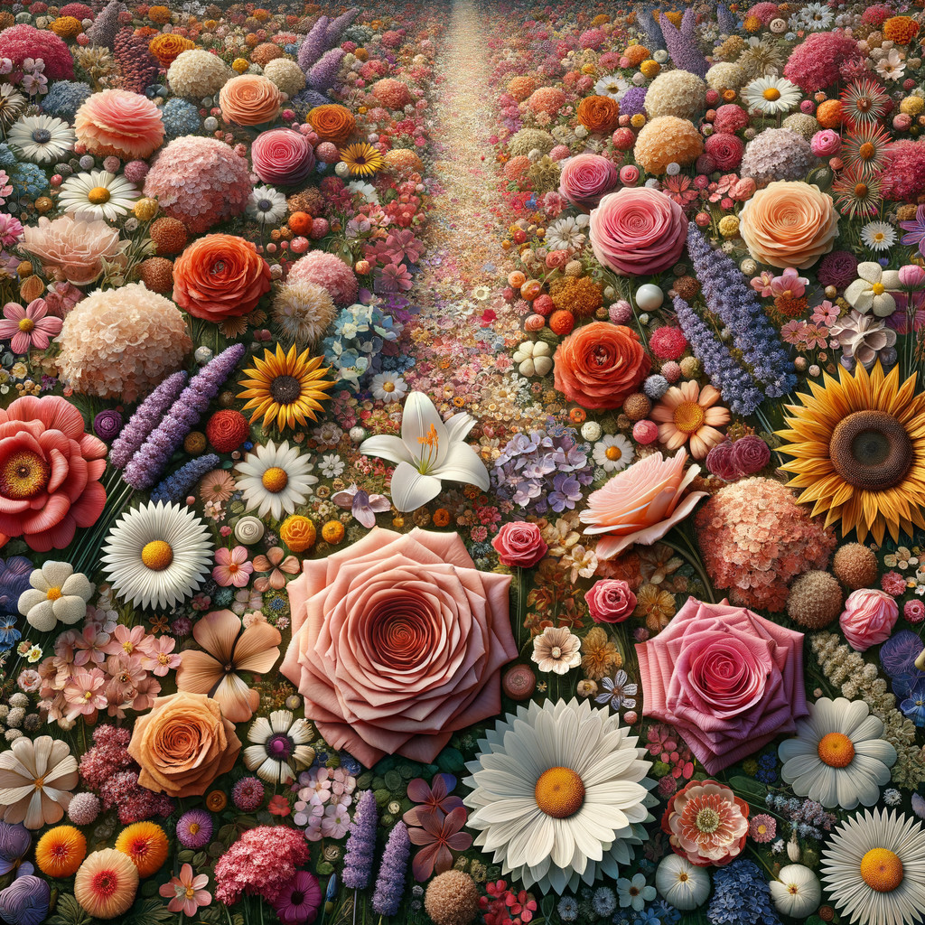Vibrant Landscape of Colorful Flowers and Pathway