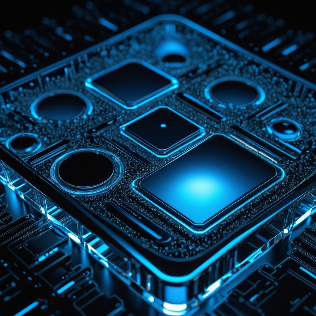 Futuristic Microchip Design with Glowing Elements