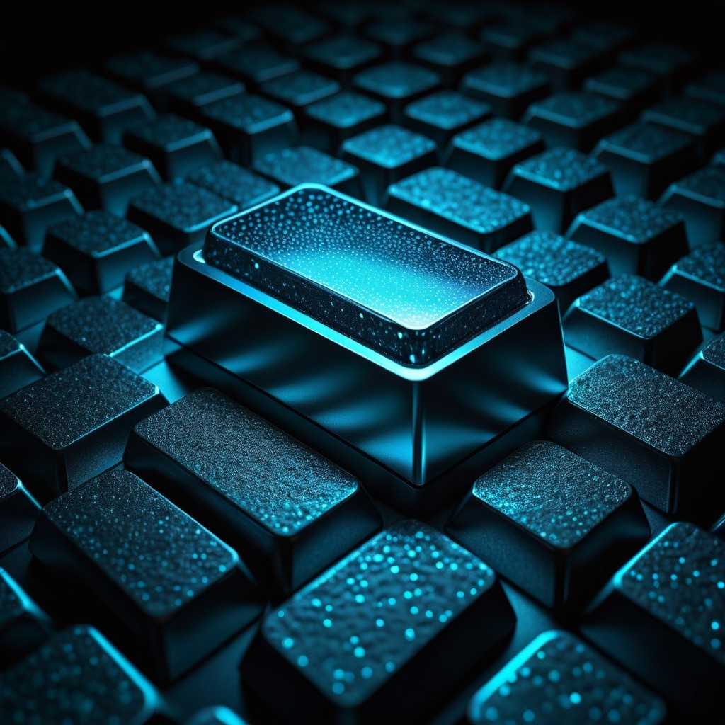 Close-up of Futuristic Keyboard with Glowing Key
