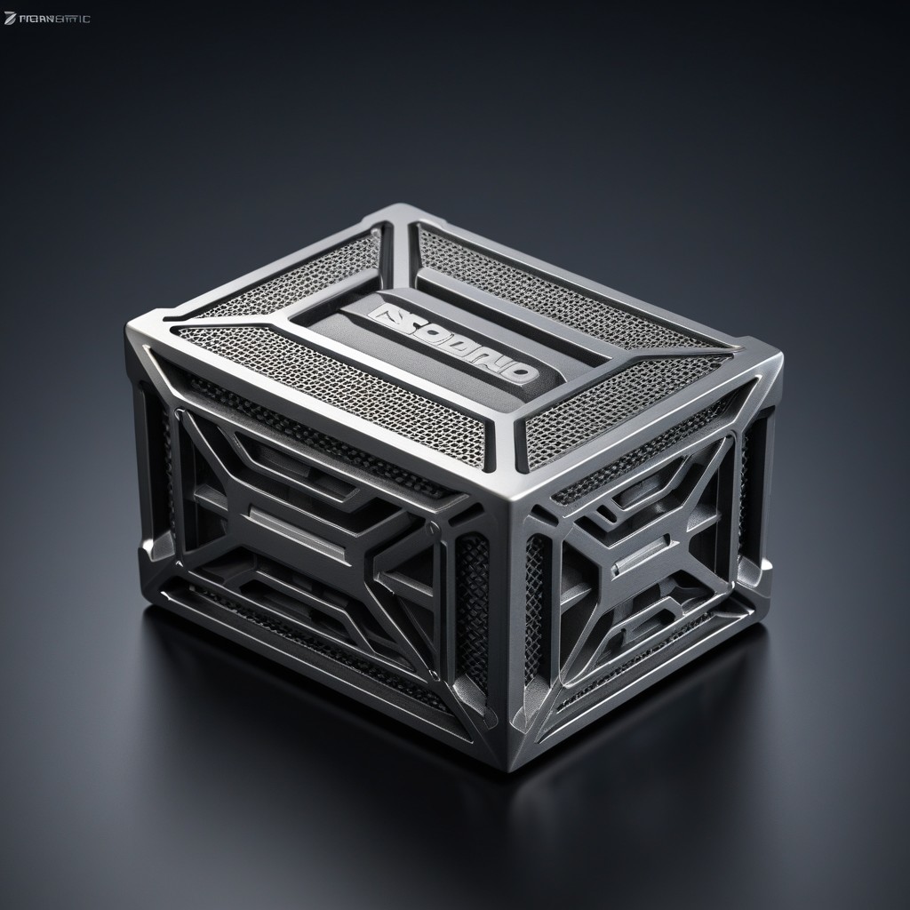 Sleek Metallic Cube with Modern Design Elements