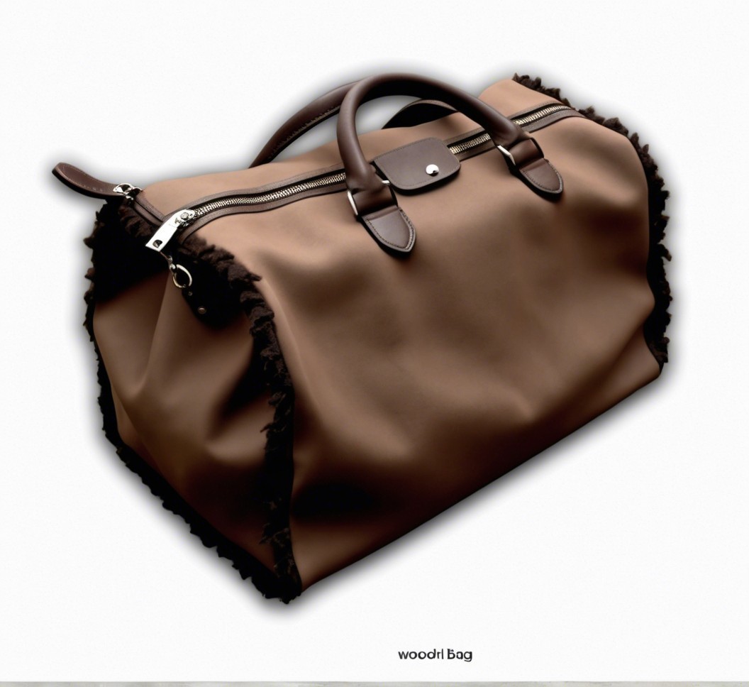 Stylish Brown Leather Duffel Bag with Ruffled Edges