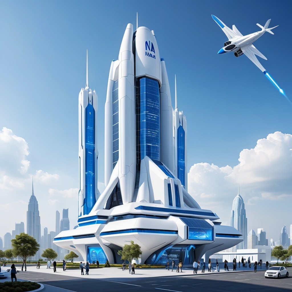 Futuristic Building with Sleek Architecture and Cityscape
