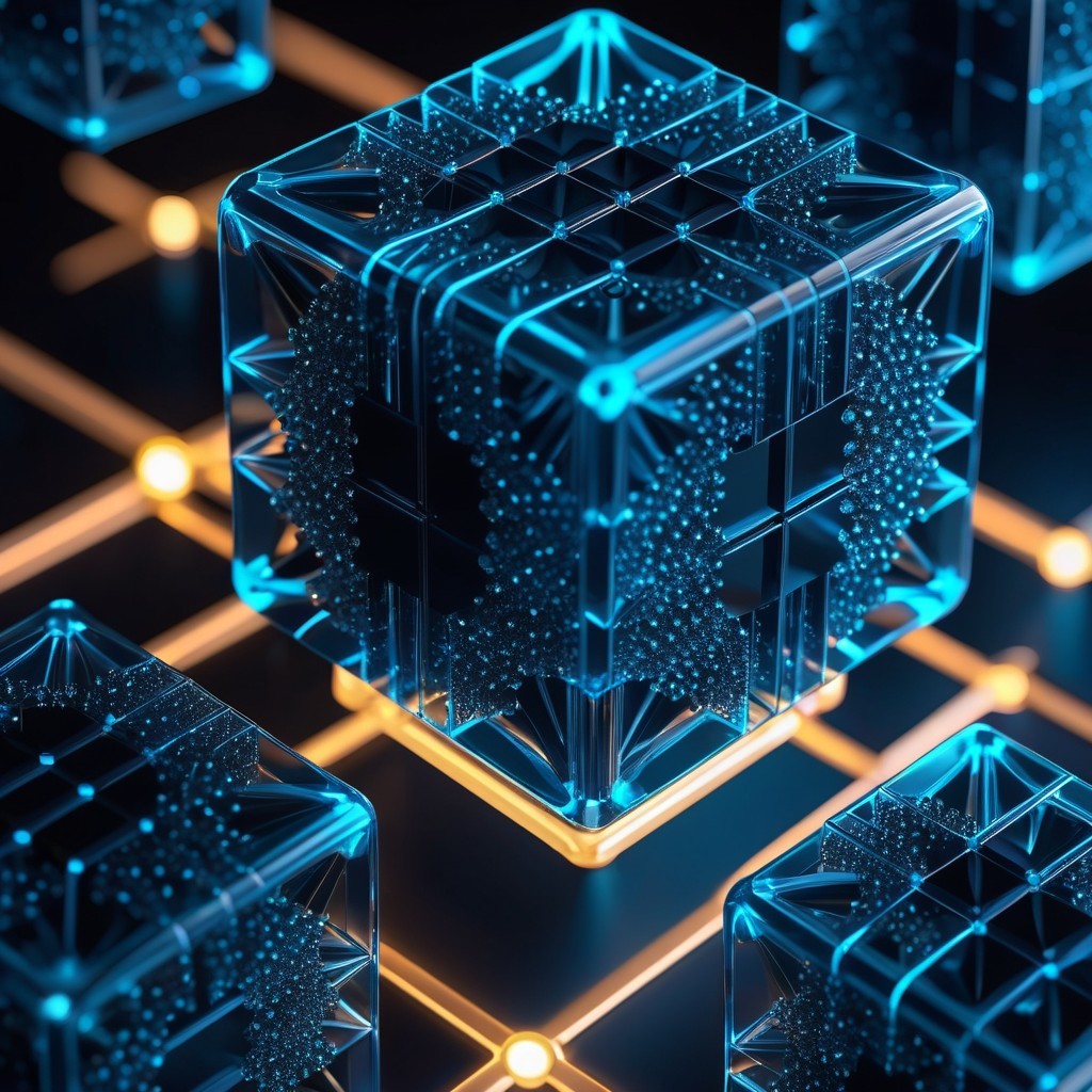 Abstract Representation of Glowing Interconnected Cubes