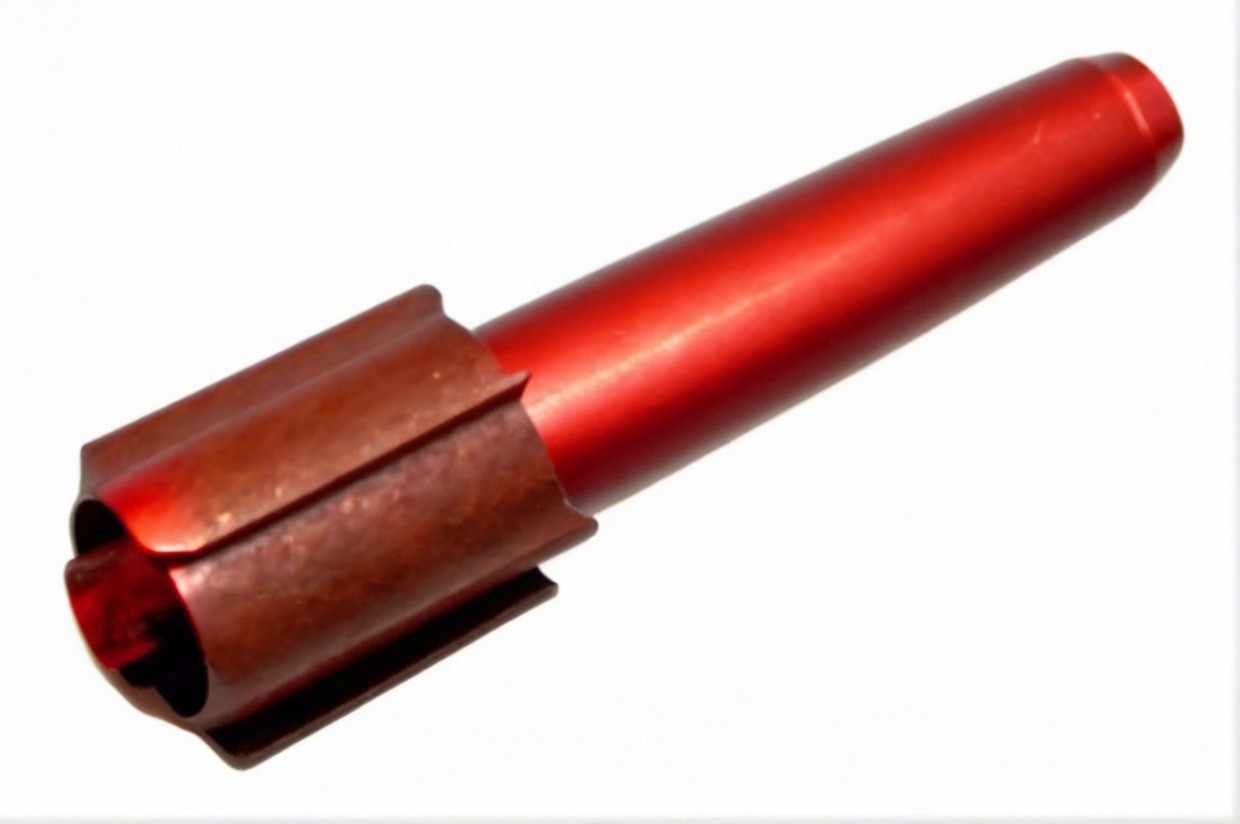 Cylindrical Red Metallic Object with Tapered End