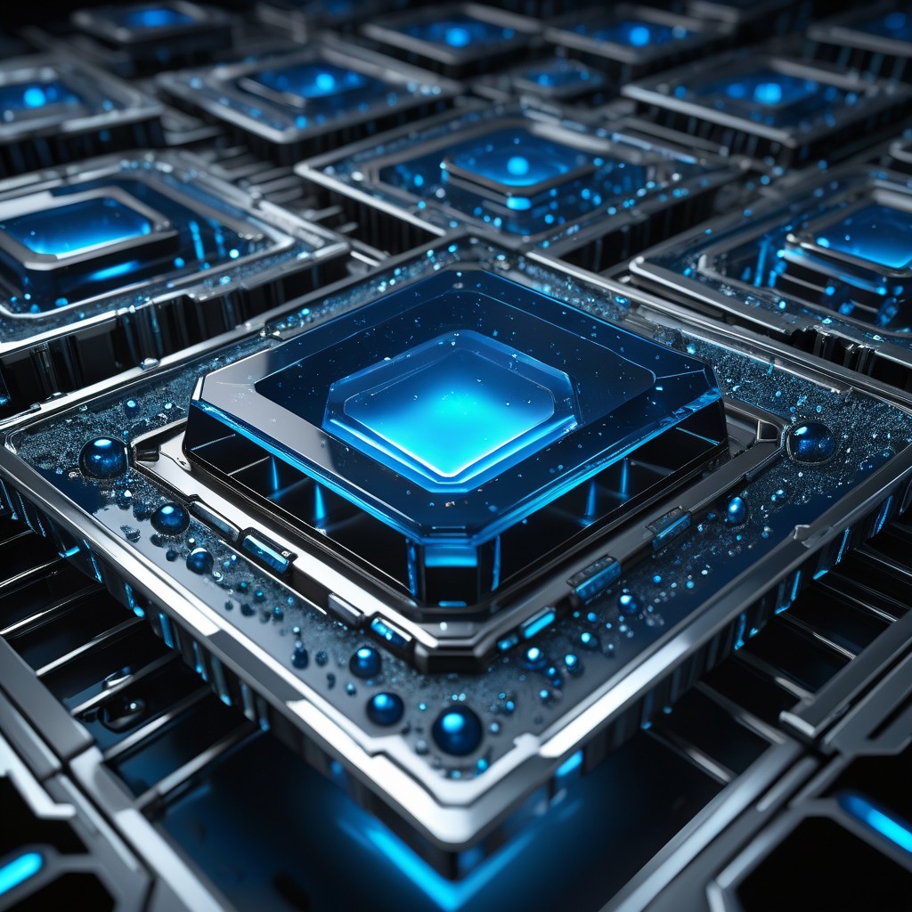 Futuristic Metallic Circuit Board with Blue Glow