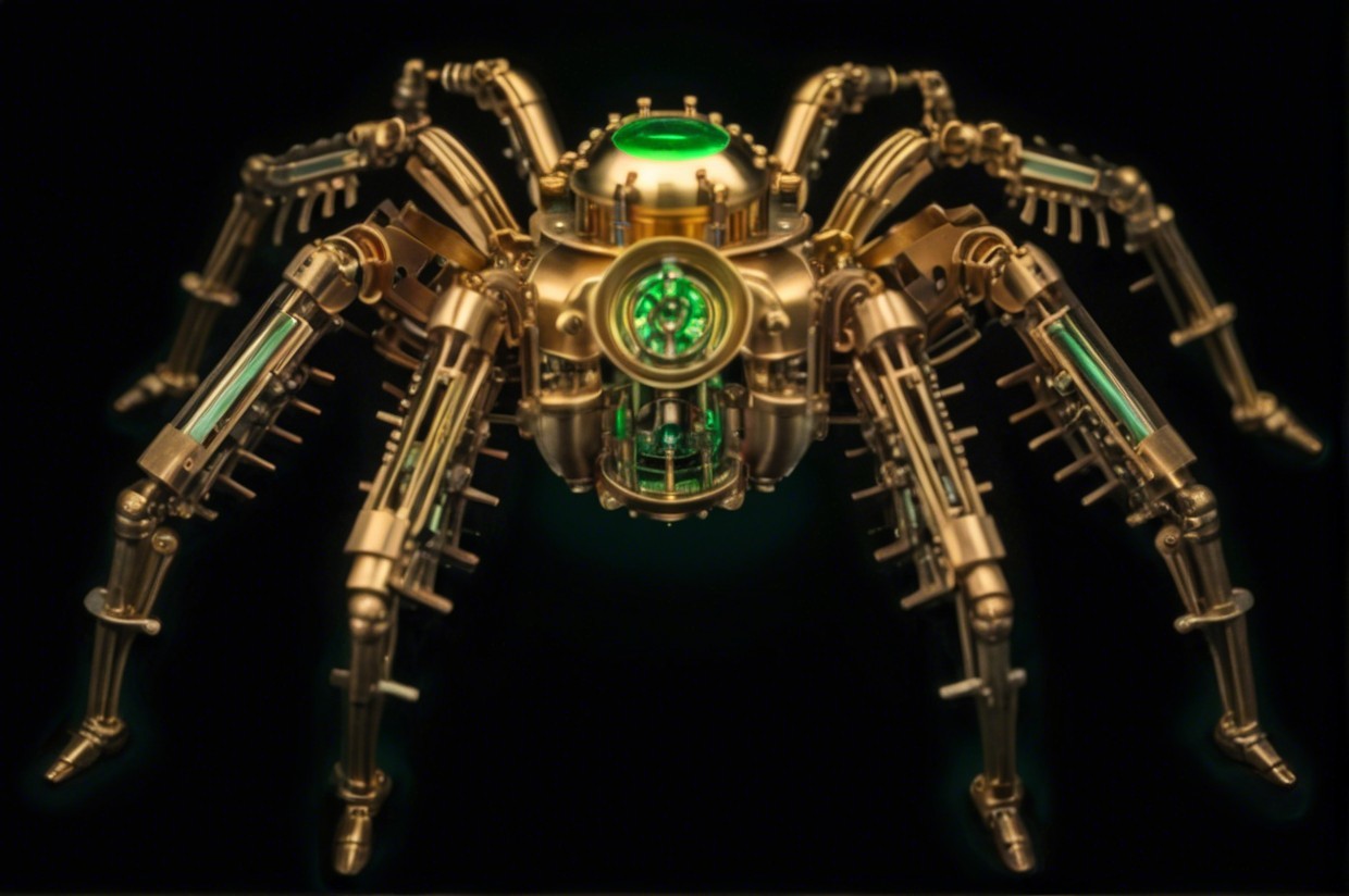 Futuristic robotic spider with metallic design elements