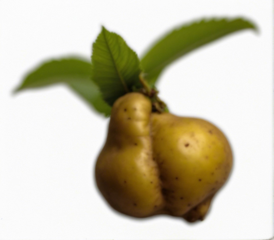Close-up of a uniquely shaped yellowish potato