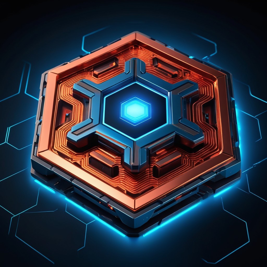 Futuristic Hexagonal Design with Circuit Patterns
