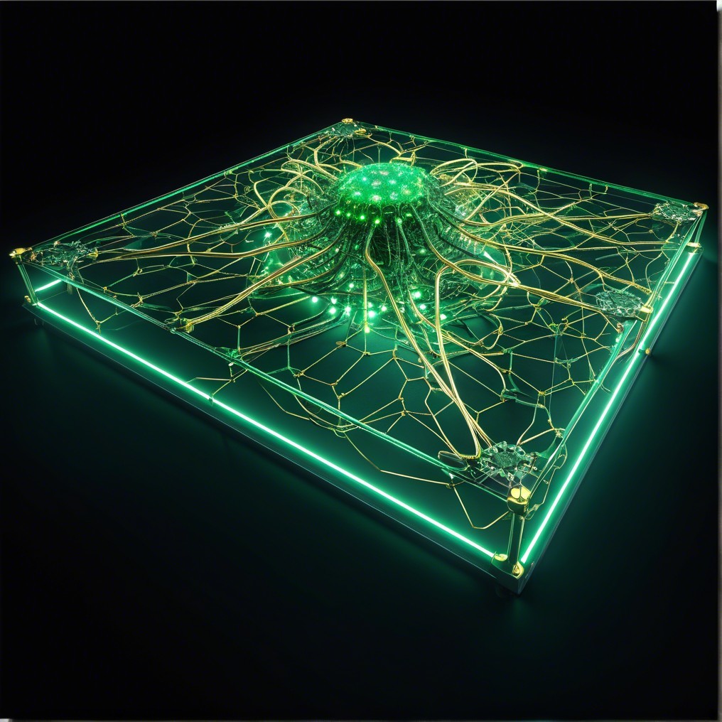 Futuristic Luminous Structure with Geometric Patterns