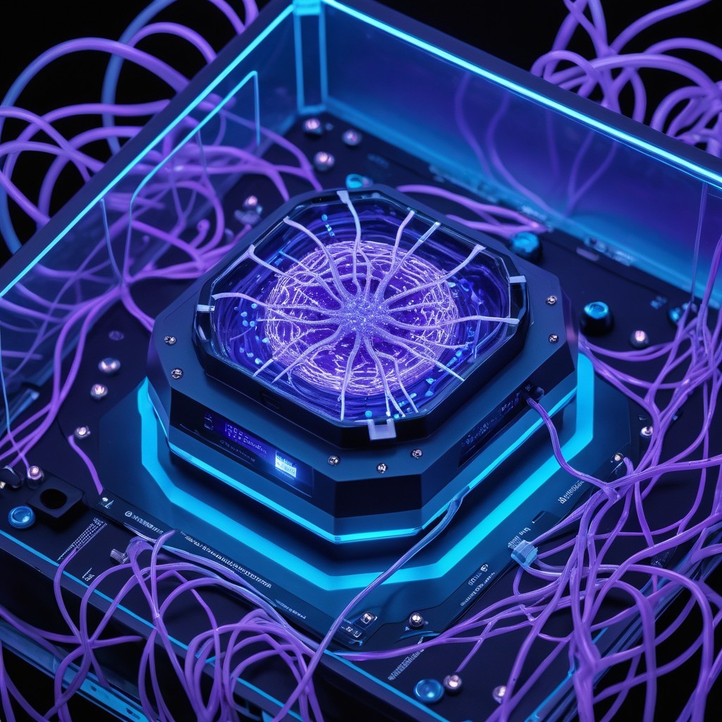 Futuristic Energy Core with Glowing Wires and Design