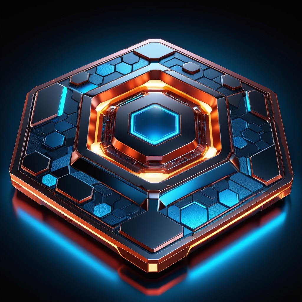 Futuristic Hexagonal Design with Metallic Surface