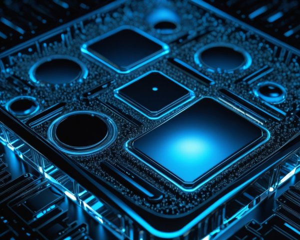 Futuristic Microchip Design with Glowing Elements