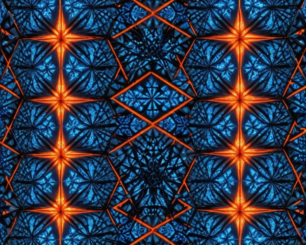 Geometric Hexagonal Pattern in Blue and Orange