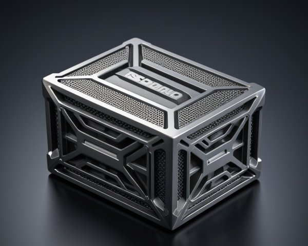 Sleek Metallic Cube with Modern Design Elements