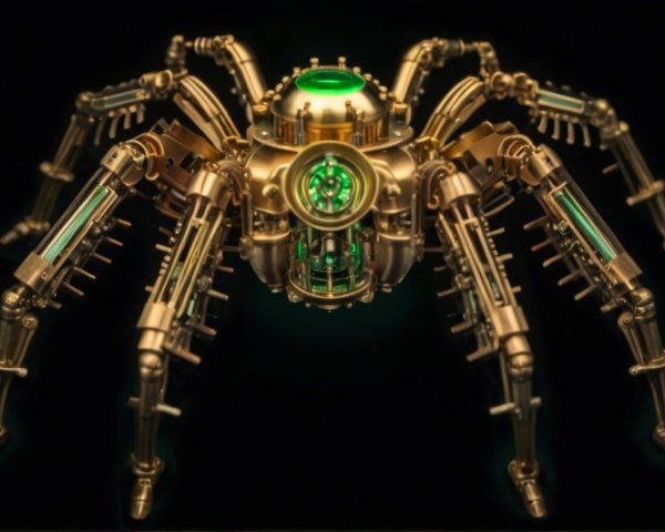 Futuristic robotic spider with metallic design elements