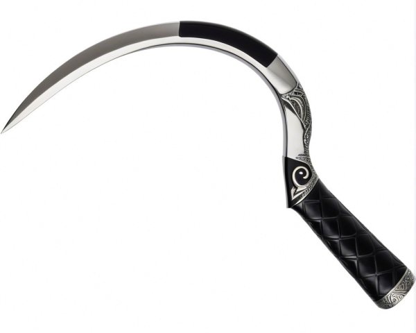 Curved Knife with Ornate Handle and Sleek Blade