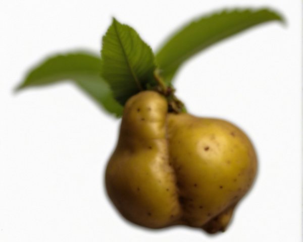 Close-up of a uniquely shaped yellowish potato