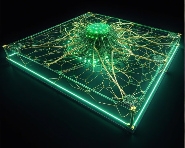 Futuristic Luminous Structure with Geometric Patterns