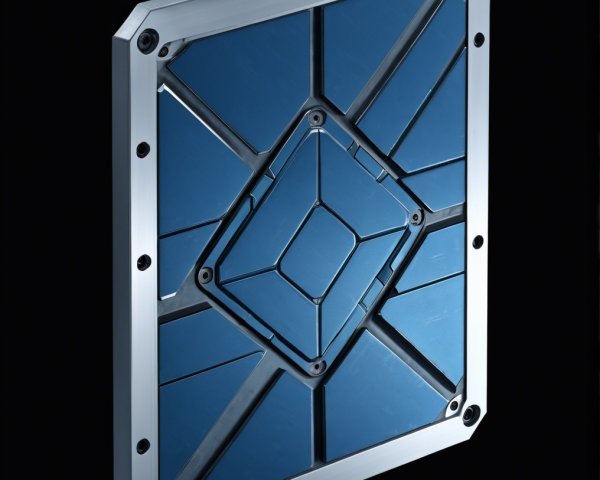 Futuristic Panel with Geometric Design and Blue Tones
