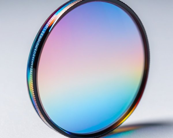 Round iridescent camera filter with metallic edge