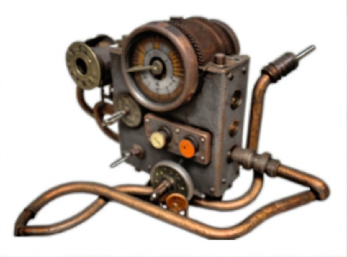 Vintage Steampunk Gadget with Metal Body and Gears