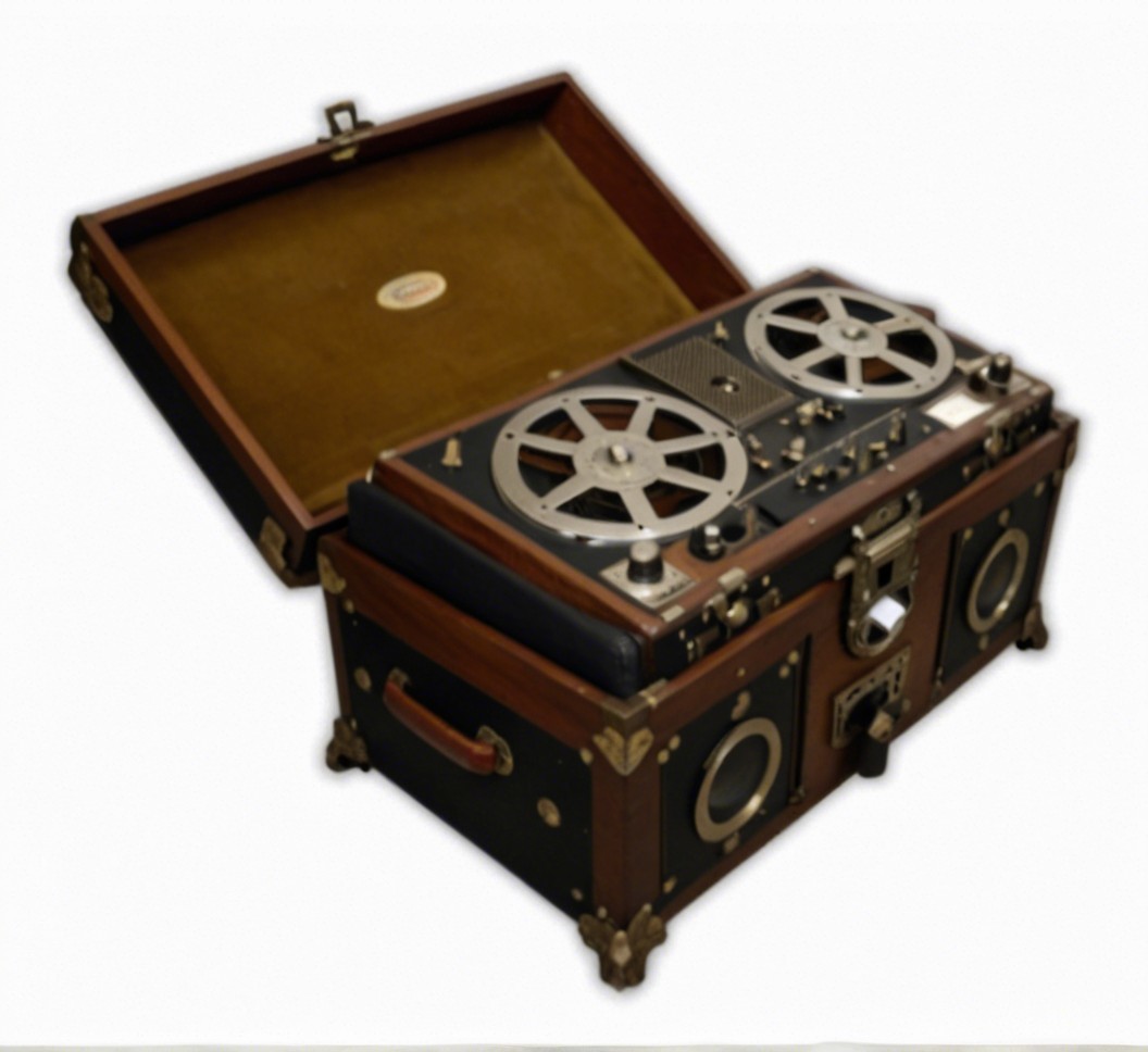 Vintage Wooden Reel-to-Reel Tape Recorder Description