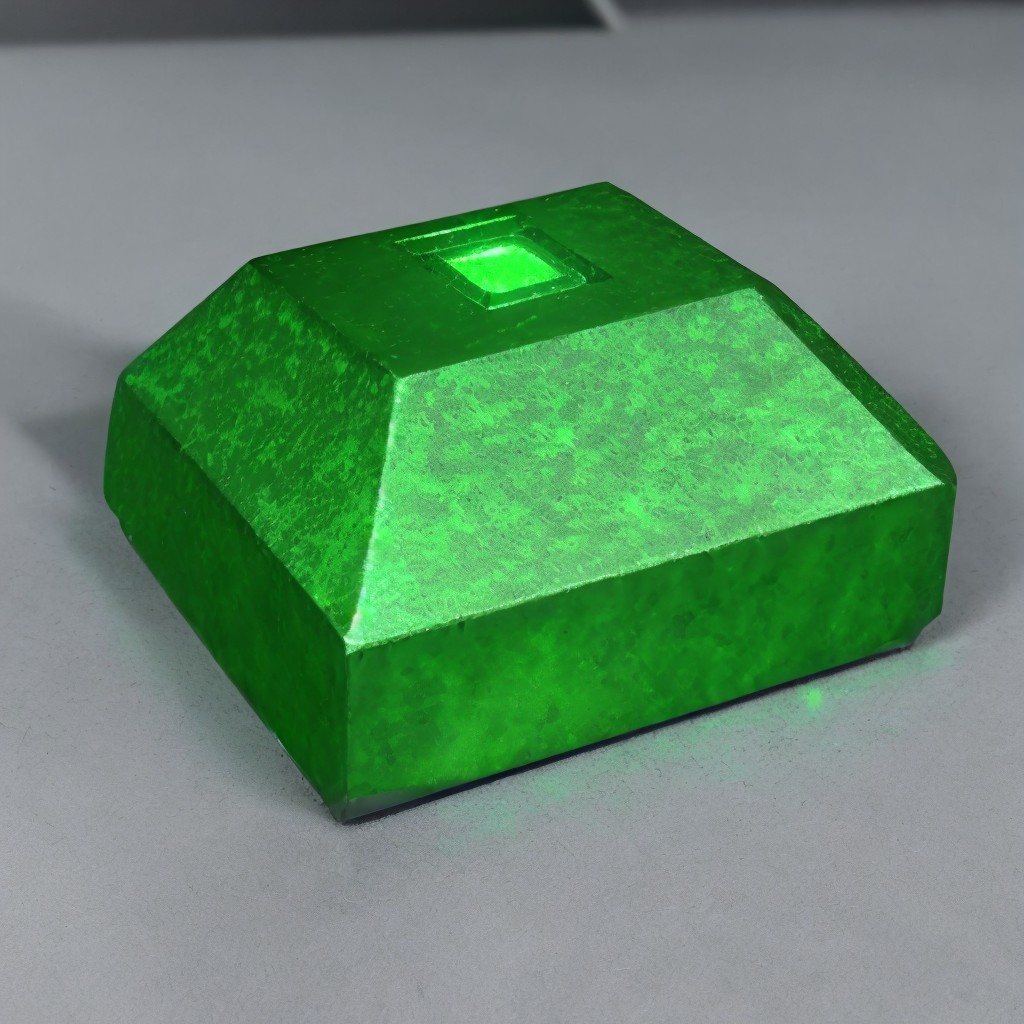Vibrant Green Pyramid-Like Object with Textured Surface