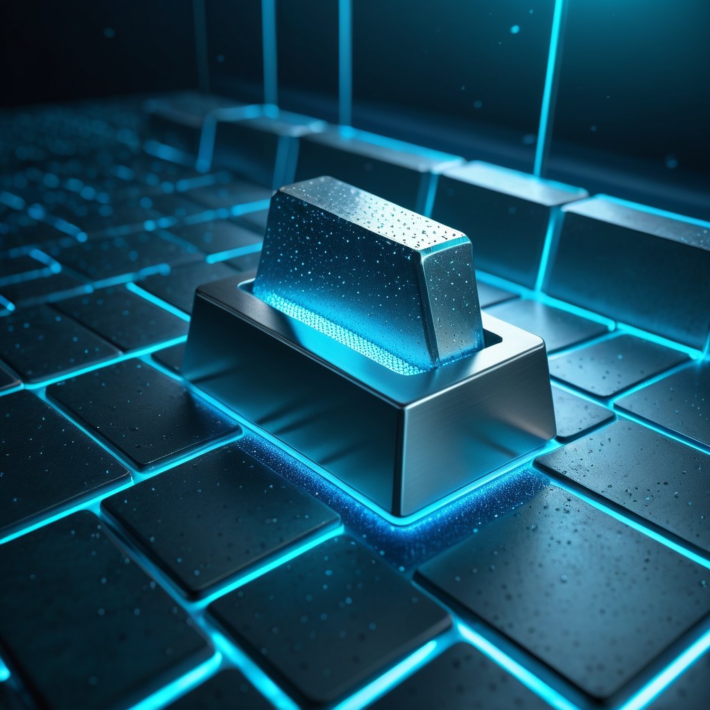 Futuristic Keyboard with Metallic Center and Blue Glow