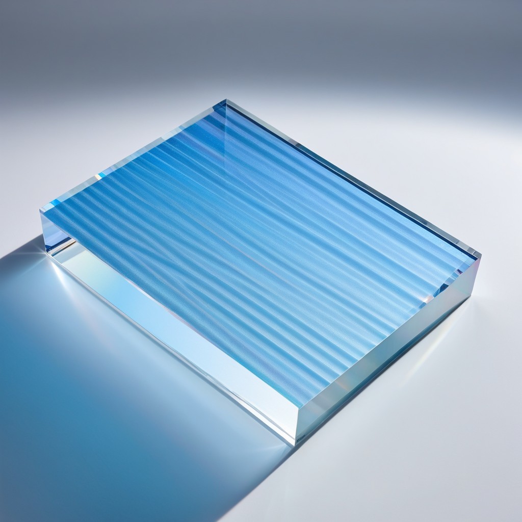 Gradient Blue Glass with Textured Horizontal Grooves