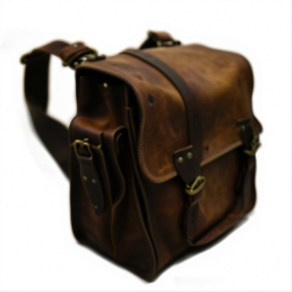 Rustic Brown Leather Messenger Bag with Vintage Look