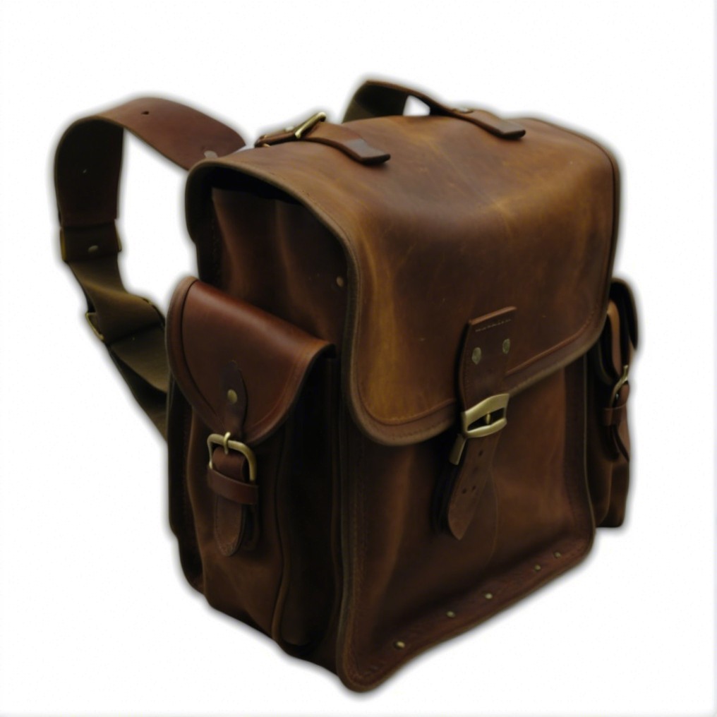 Vintage Brown Leather Backpack with Rugged Design
