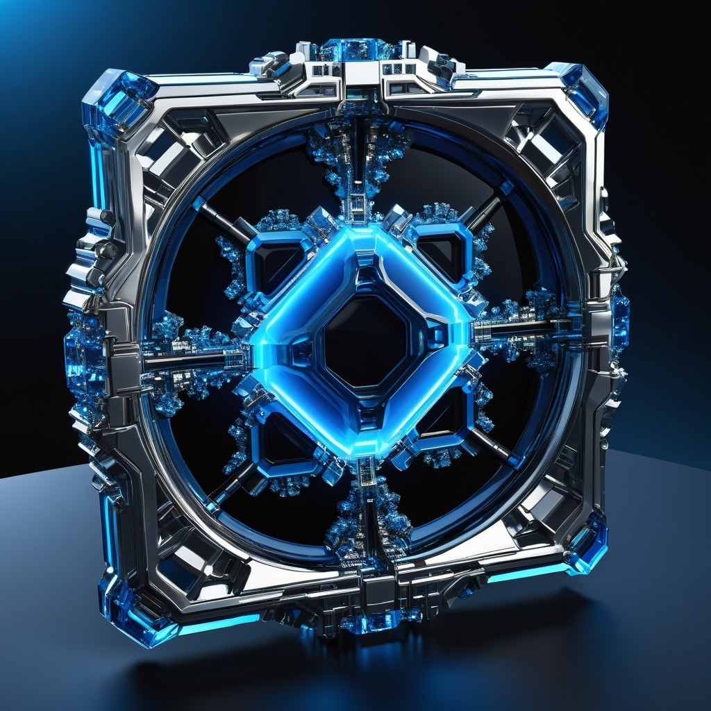 Futuristic Metallic Cube with Geometric Patterns