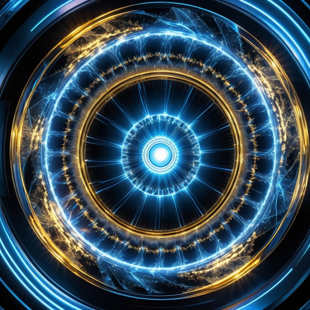Abstract Design with Concentric Rings of Blue and Gold