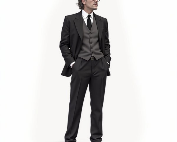 Elegant Man in Black Suit with Modern Touches