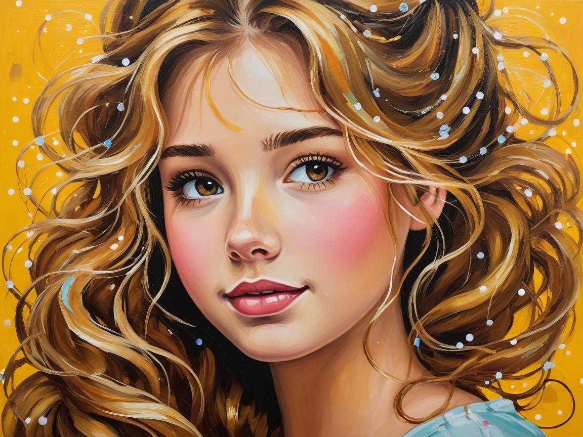 Close-up Portrait of a Young Woman with Curly Hair