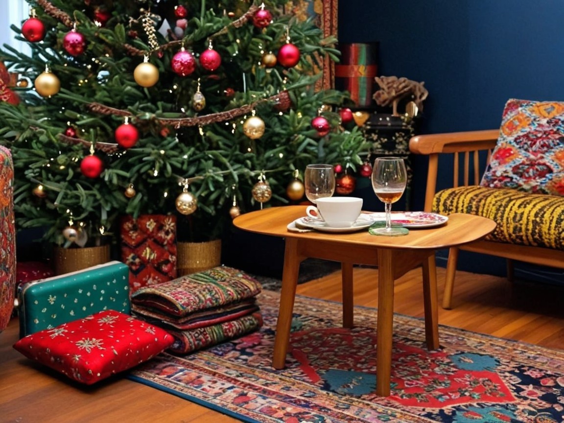 Cozy Indoor Christmas Scene with Decorated Tree