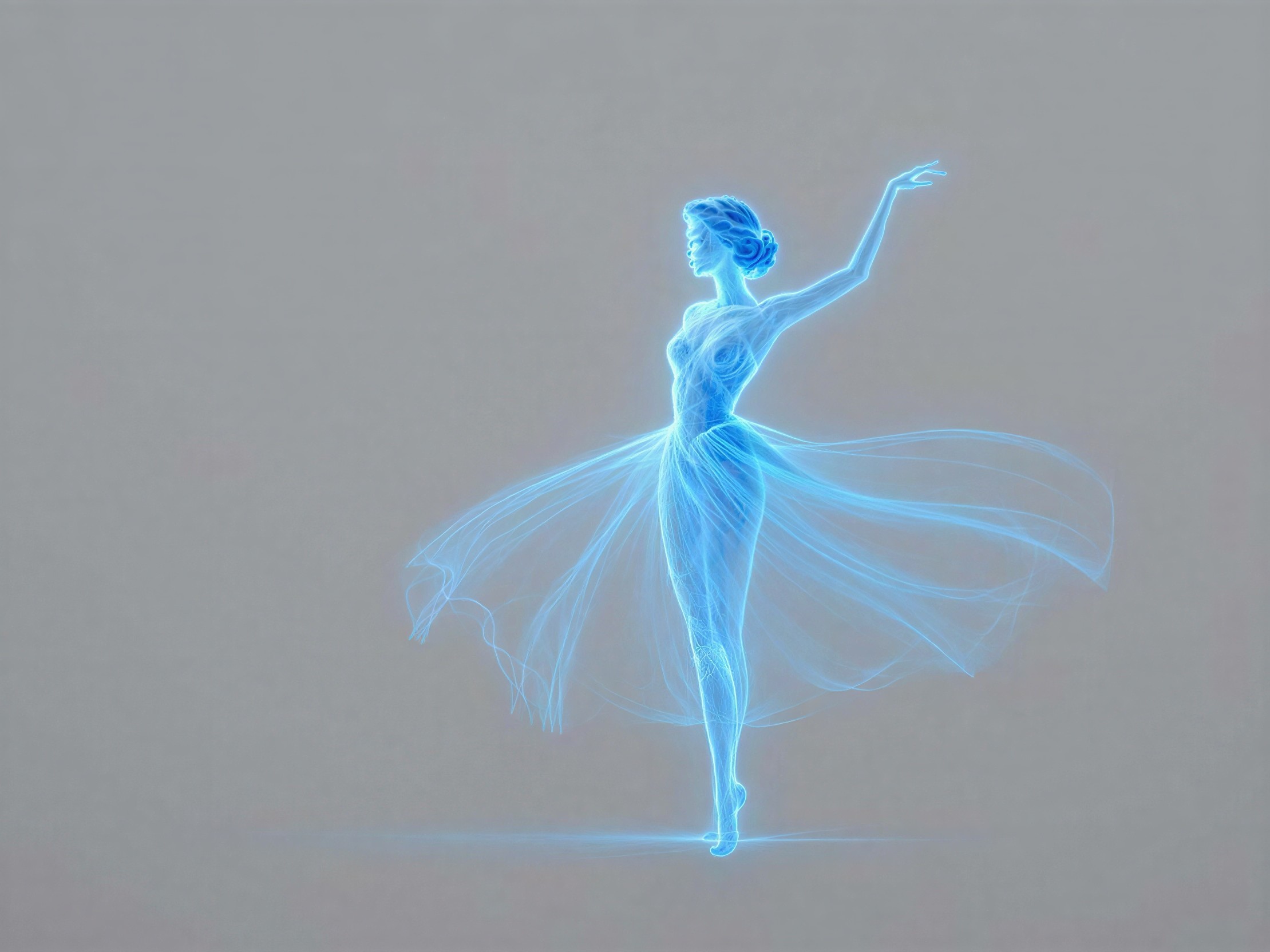 Abstract Ballerina in Dance Pose on Gray Background